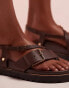 ASOS DESIGN Folly premium leather sandals in brown