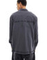 Фото #1 товара Calvin Klein Jeans monogram logo long sleeve rugby polo shirt in black