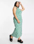 ASOS DESIGN Curve v neck midi slip sundress in green textured gingham