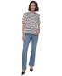 Women's Printed Bungee-Sleeve Button-Down Top