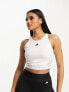 adidas Training Hyperglam 3 stripe crop top in white