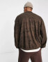 ASOS DESIGN oversized harrington jacket in brown jacquard