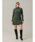 Фото #3 товара Women's Long sleeve & comfortable mini dress with pleated details near waistline, slits on sleeves