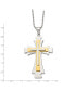 Фото #3 товара Chisel polished Yellow IP-plated Cross Pendant Ball Chain Necklace