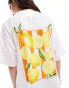 ASOS DESIGN oversized t-shirt with painted citrus fruit graphic in lemon Желтый, XS - EU 32-34 - фото #2