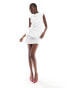 Фото #3 товара ASOS DESIGN drape detail cotton mini dress with tie back in white