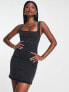 Фото #3 товара ASOS DESIGN denim pinny dress in black