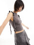 Фото #1 товара Reclaimed Vintage waterfall sleeve tank co-ord in silver