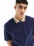 ASOS DESIGN relaxed rib polo with contrast tipping in navy