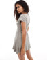 Monki rib jersey mini dress with square neck in washed mole