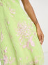 ASOS DESIGN ruched bust embroidered chiffon mini dress with halter neck in lime green