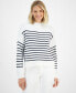 ფოტო #1 პროდუქტის Women's Striped Mock-Neck Sweater