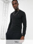 Farah Tim tall crew neck sweat in black - BLACK