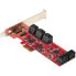 StarTech.com SATA PCIe Card - 10 Port PCIe SATA Expansion Card - 6Gbps - Low/Full Profile - Stacked SATA Connectors - ASM1062 Non-Raid - PCI Express to SATA Converter/Adapter - PCIe - SATA - PCIe 2.0 - Red - ASMedia - ASM1062 - 6 Gbit/s