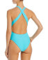 Jade Swim Capri Crossover Back One Piece Swimsuit Blue Size Small