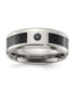 Titanium Black Carbon Fiber Inlay and CZ Wedding Band Ring