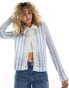 Фото #2 товара ONLY open knit cardigan in blue stripe