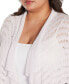 ფოტო #4 პროდუქტის Plus Size Pointelle Stich Flowy Open Cardigan Sweater