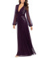 ფოტო #6 პროდუქტის Women's V-Neck Embroidered Chiffon Gown