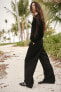 Darted wide-leg trousers