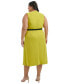 ფოტო #2 პროდუქტის Plus Size Belted Sleeveless Midi Dress