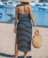 Women's Striped Drawstring Waist Maxi Beach Dress