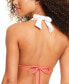 Фото #2 товара Women's Contrast-Trim Slider Triangle Bikini Top
