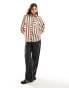 YAS oversized shirt in cream & brown stripe - BROWN