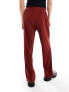 ASOS DESIGN wide plisse suit trousers in red