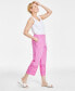 ფოტო #3 პროდუქტის Women's 100% Linen Eyelet-Trim Pull-On Pants, Created for Macy's