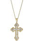 ფოტო #1 პროდუქტის Diamond Antique Cross Pendant Necklace in 14k White, Yellow, or Rose Gold (1/10 ct. t.w)