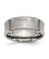 Titanium Brushed Concave Beveled Edge Wedding Band Ring