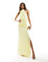 Фото #1 товара Jarlo high neck satin maxi dress with open back in lemon yellow