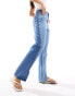 Y.A.S mixed denim spliced straight leg jeans in blue BLAU, W31 - фото #1