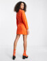 Фото #4 товара Bershka twist front shirt dress in bright orange