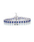 ფოტო #2 პროდუქტის Sterling Silver Blue Cubic Zirconia Marquise Tennis Bracelet