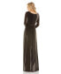 ფოტო #2 პროდუქტის Women's Long Sleeve Faux Wrap A Line Gown