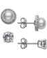 ფოტო #1 პროდუქტის 2-Pc. Set Cultured Freshwater Pearl (6mm) & Cubic Zirconia Stud Earrings in Sterling Silver, Created for Macy's