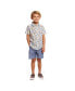 Little Boys / Grey Dino Print Short Sleeve Shirt