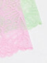 Фото #4 товара ASOS DESIGN Curve 2 pack deep waist lace thong pack in bubble gum & pistachio
