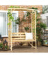 Фото #2 товара Patio Garden Bench Arbor Arch with Pergola and 2 Trellises, 3 Seat Natural Wooden Outdoor Bench for Grape Vines & Climbing Plants, Backyard Decor, Natural