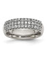 Titanium Polished Multi-row CZ Wedding Band Ring