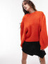 Фото #1 товара Topshop knitted volume sleeve fluffy jumper in orange