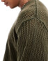 Pull&Bear crochet knitted jumper in khaki