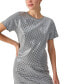 Women's Short-Sleeve Houndstooth Sequin Top