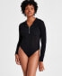 Фото #1 товара Women's Zip-Front Hoodie Bodysuit, Created for Macy's