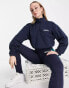 adidas Originals 'Retro Luxury' 1/4 zip cropped fleece with back print in deep navy