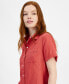Фото #3 товара Women's Cotton Solid Short-Sleeve Shirt
