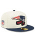 ფოტო #2 პროდუქტის Men's Cream, Navy New England Patriots 2022 Sideline 59FIFTY Fitted Hat