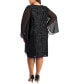 Фото #2 товара Plus Size Round-Neck Cape-Sleeve Sequin Sheath Dress